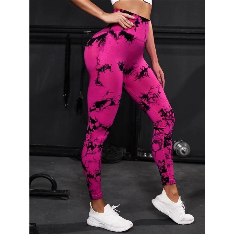 High Waist Tie Dye Butt Lift Quick Dry Fitness Pants Breathable Peach Compression Yoga Pants For Running Training And Workout