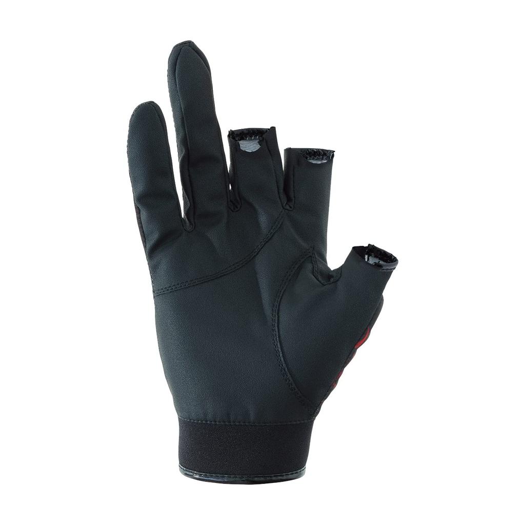 Gamakatsu Stretch Fishing Gloves (Flame Pattern3-Strip) GM7292 Black, Medium