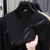 Men's Knit T Shirt Spring Autumn Long Sleeve Wool Top Fashion Casual Base Layer Trendy Jacquard Crew Neck Thin Sweater