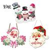 Wooden Door Decorations Christmas Hanging Sign, 2D Santa Snowman Welcome Plaque, Xmas Wall Fireplace Ornament, Holiday Decor for Front Porch,