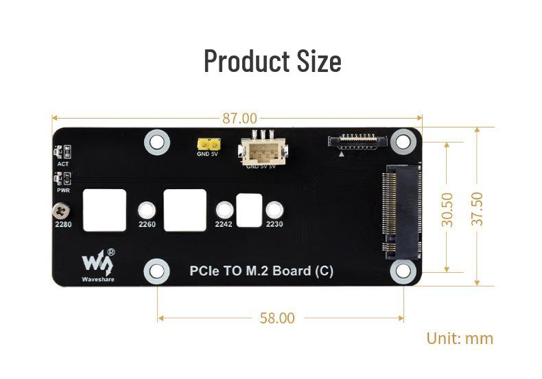 Raspberry Pi 5 PCIe to M.2 NVMe Adapter Board for Hard Drives