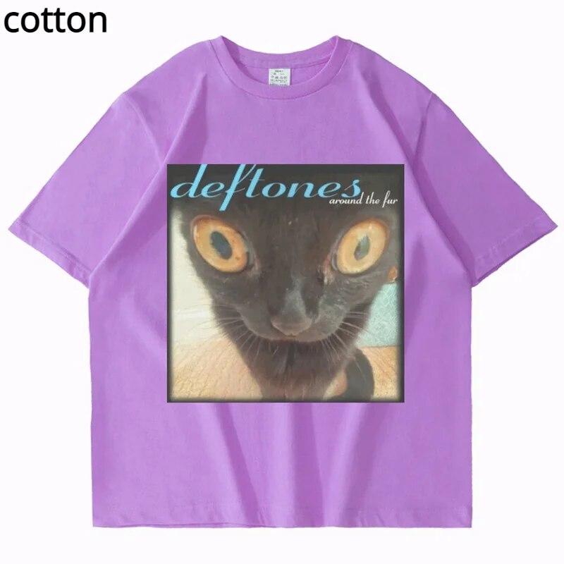 Deftones Around The Fur T-shirt unisex da donna Street Hip-hop Harajuku oversize maniche corte T-shirt in cotone nero alla moda