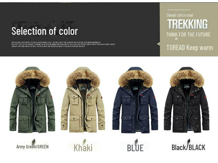 Herren Kapuzenmantel mittellang Samt Verdickt Baumwolle für Herbst/Winter