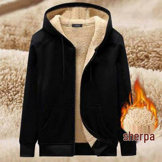 

Men s Lambskin Hooded Sweater Cardigan - Warm, Casual, Solid Color, Autumn/Winter Jacket M
