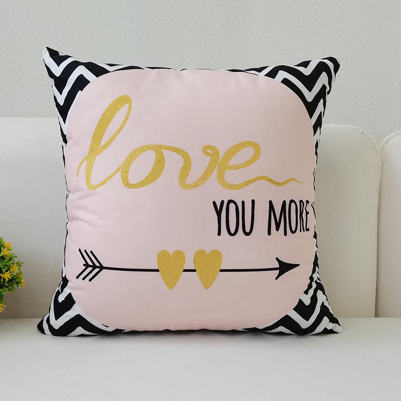 45x45cm Warm Pink Geometric Cushion Cover Pineapple Letter Simple Pillow Cover Ins Printing Poster Sofa Office Home Decoration