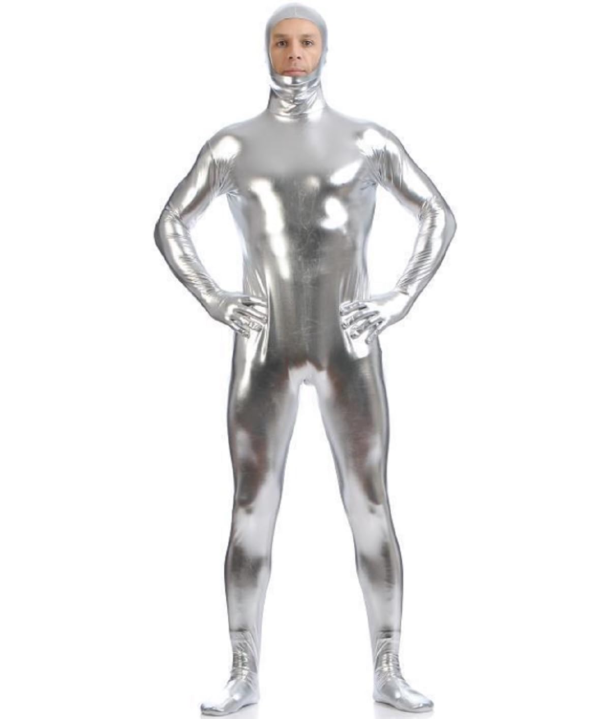 

Alien Cosplay Silver Extra Large XXL Suitable for height Stretchy Full Body Tights Adult Halloween Stage Costume [deaizaka.biz] 180-190cm
