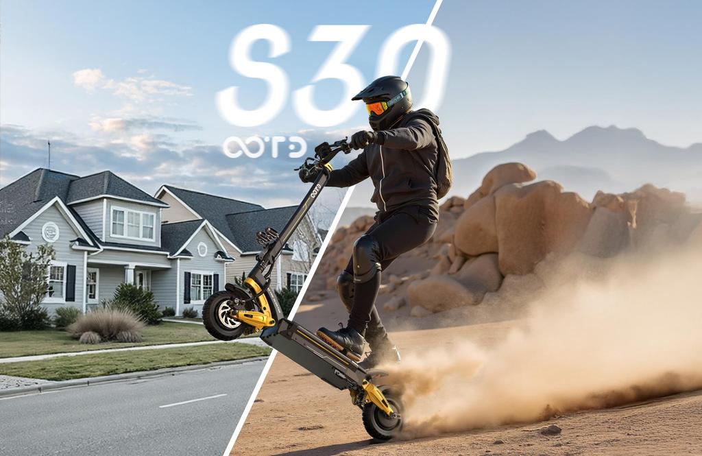 OOTD S30 Offroad Elektroroller 10" Reifen 1200W*2 Dualmotor 52V23.4Ah Akku 65km/h Höchstgeschwindigkeit 60km Maximale Reichweite