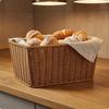 Rectangular Woven Basket Handwoven OpenTop Storage Reinforced Rim for Kitchen Counter, Table