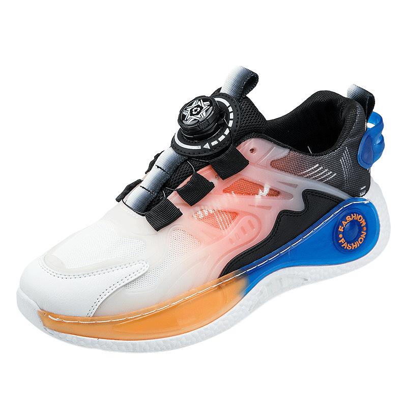 

Basketball sneakers men s summer fly-woven mesh breathable student rotating button thick-soled shock-absorbing non-slip grip sneakers 44 помаранчевий