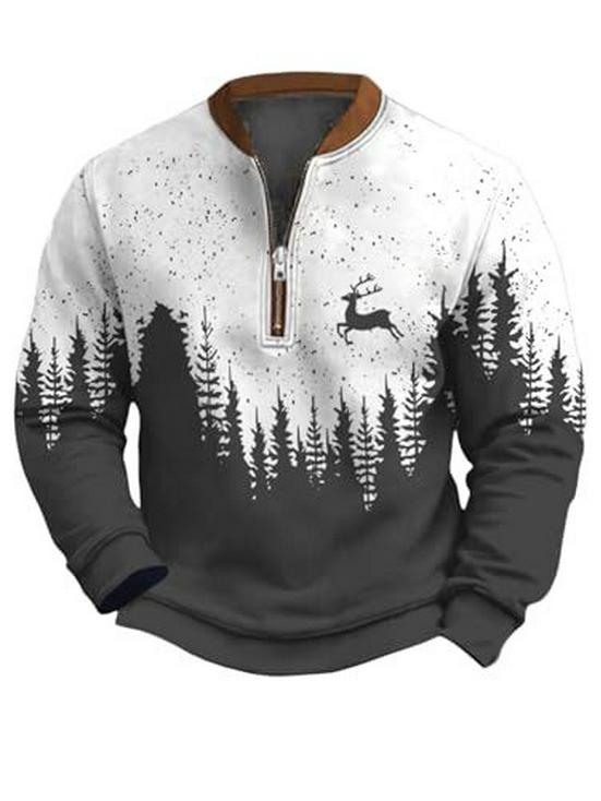 Men's Christmas Reindeer Elk Forest Print Hoodie - 2025 Autumn Collection