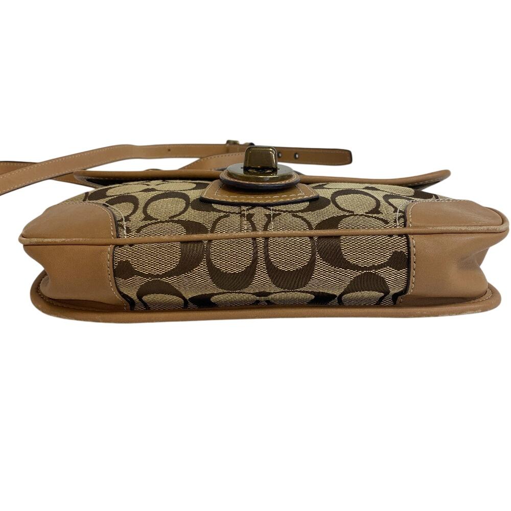 Coach 10567 Turn Lock Signature Canvas Shoulder Bag Brown Canvas Women Used