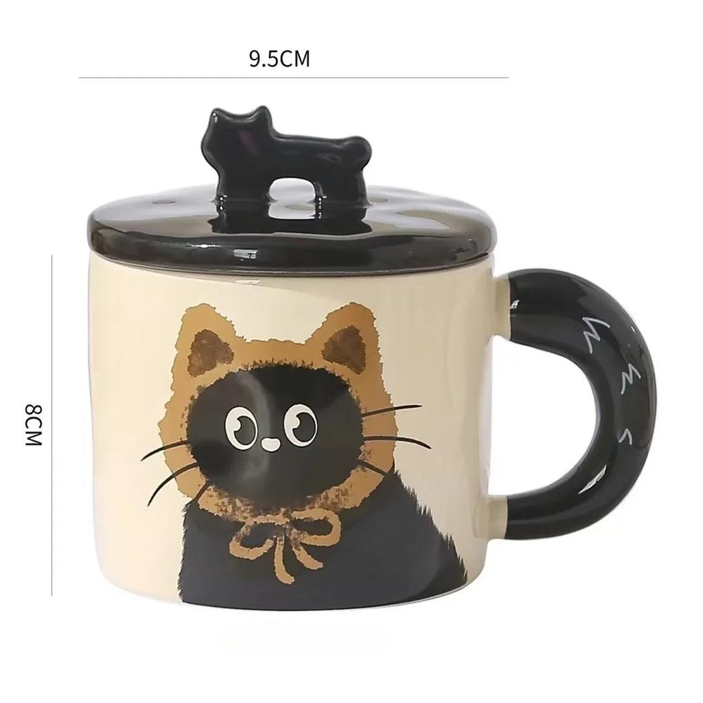 Cute Cat Mugs with Three-dimensional Lid Girls' Gifts Souvenir Cup Office Cartoon Coffee Mugs High Appearance Level Ceramic Cups
