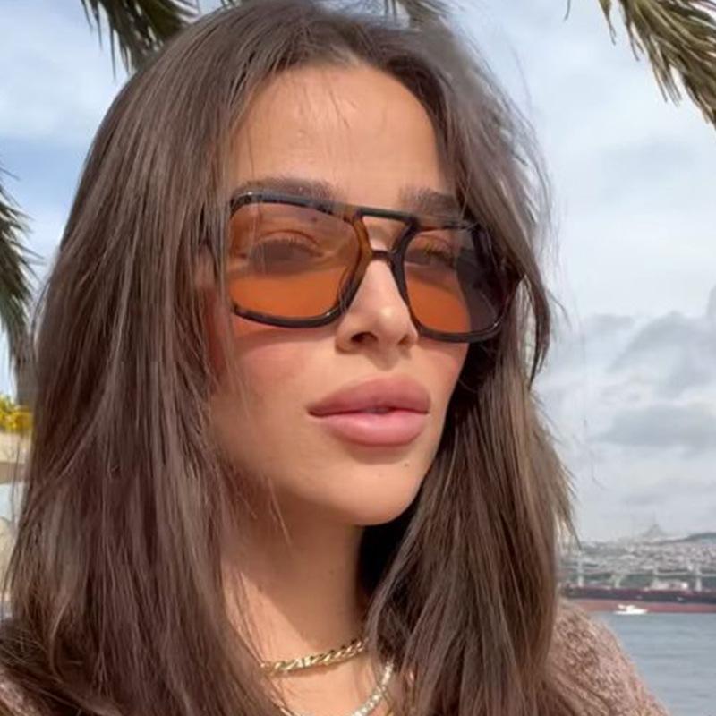 European American Style Sun Glasses for Women Square Shape Double Bridge Sunglasses Women Travelling Hiking Man Sunglass