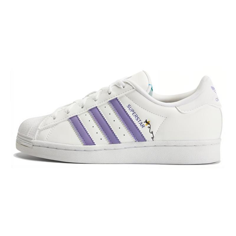 

Adidas Originals SUPERSTAR Slip Resistant Abrasion Resistant Low top Kids Skateboarding Shoes White Purple Sneakers HP6215 36