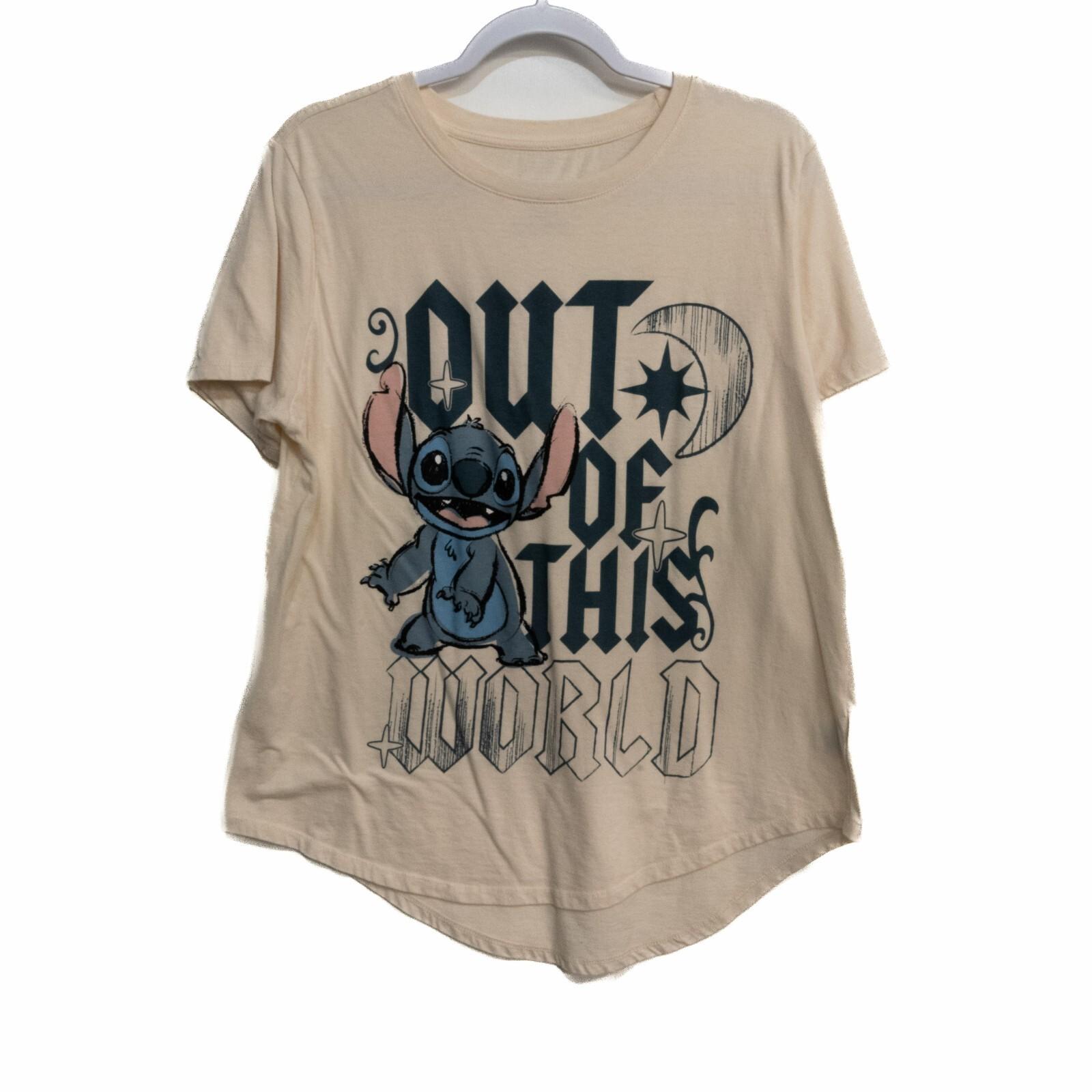 Disney Mens Beige T-Shirt Stitch Out Of This World Print Short Sleeve Size 3XL S