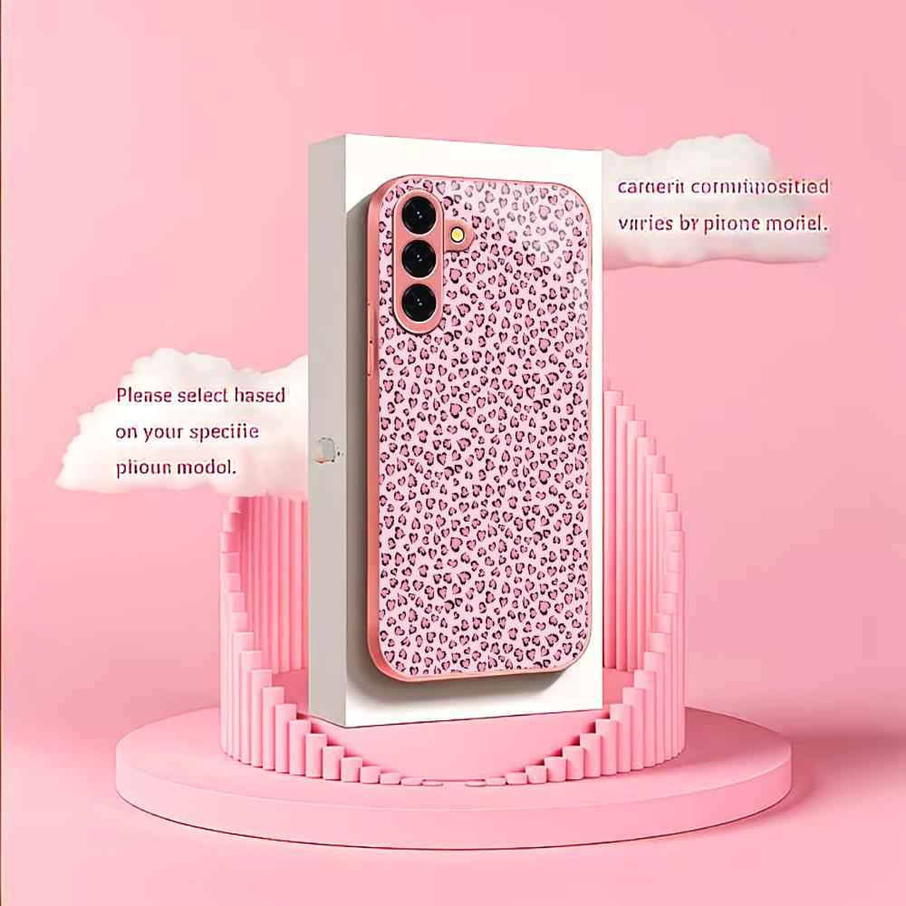 Love Leopard Print Madam Pink Glass PhoneCase for Samsung Galaxy S26 S25 S24 S23 S22 S21 FE Ultra Plus Dropresistant Female