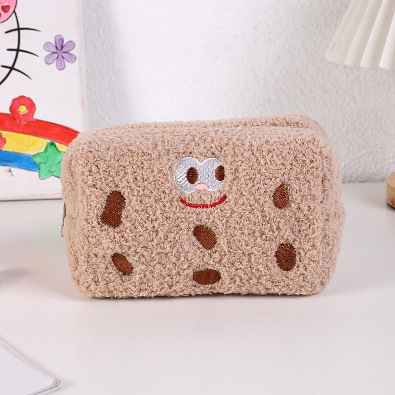 Cute Plush Sandwich Cookie Pencil Case With Large Capacity For Students And Girls