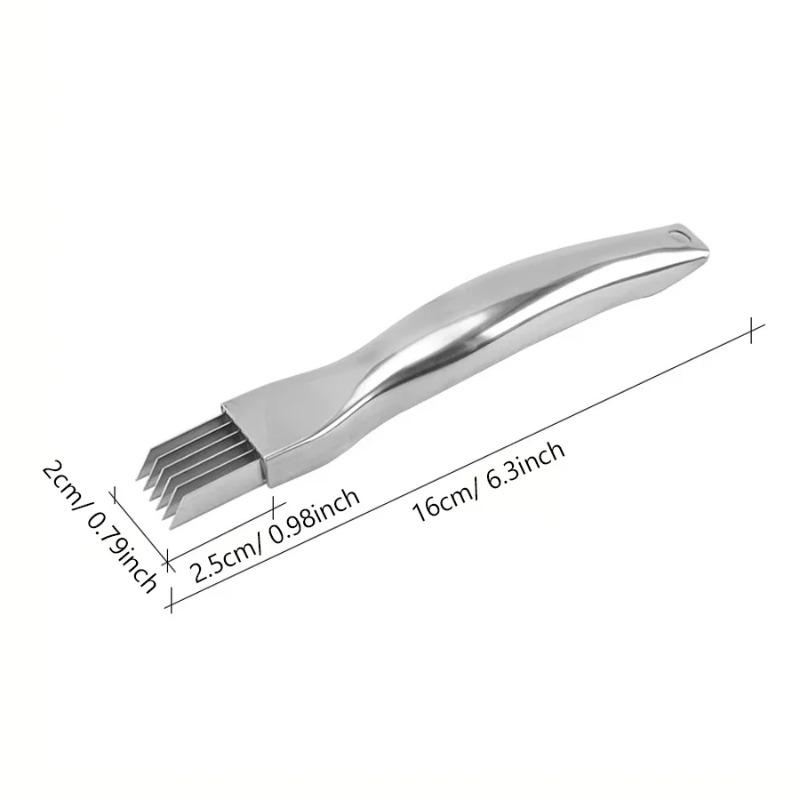 Kitchen Shred Silk The Knife, Stainless Steel Chopped Green Onion Knife, Curved Handle Design, Food Speedy Chopper Green Onion