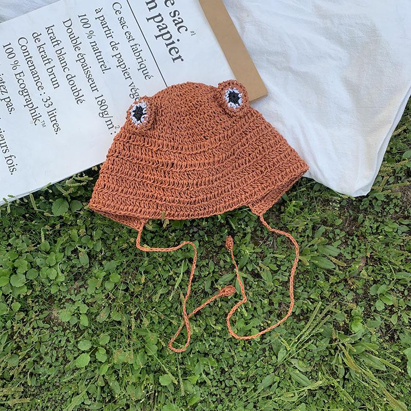

Versatile Style Hat Straw Woven 4 Sweet And Cute Frog Hatscaps Shaped червоний