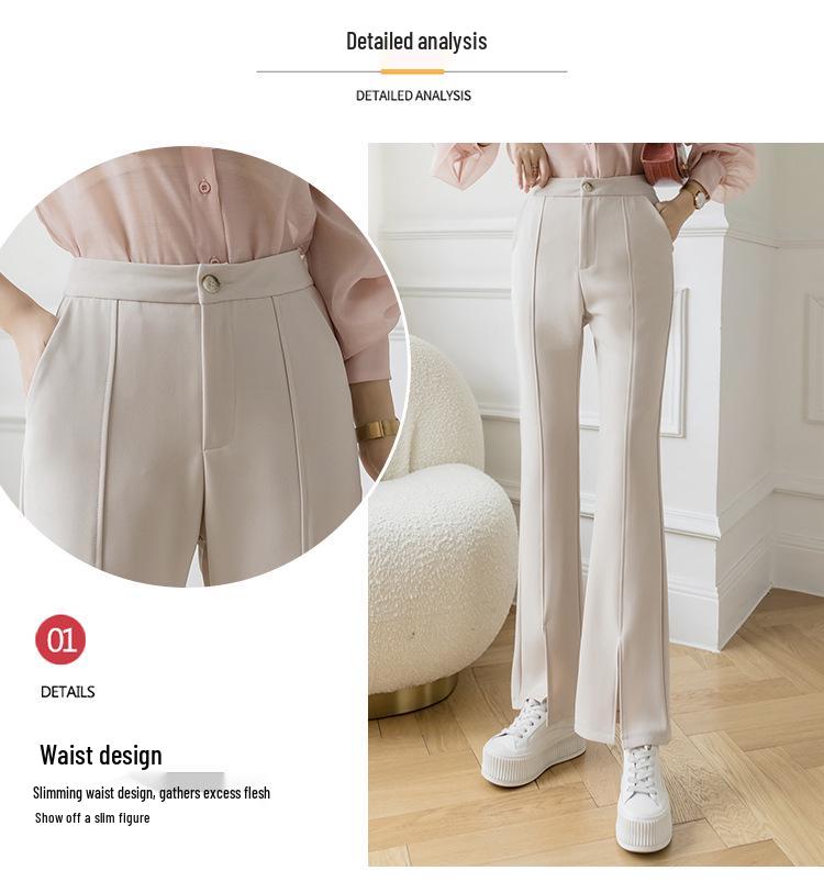 Women's Korean Style High-Waisted Flared Split Dress Pants - Spring/Summer 2026 Collection, Slimming Drapey Trousers Casual Trousers.