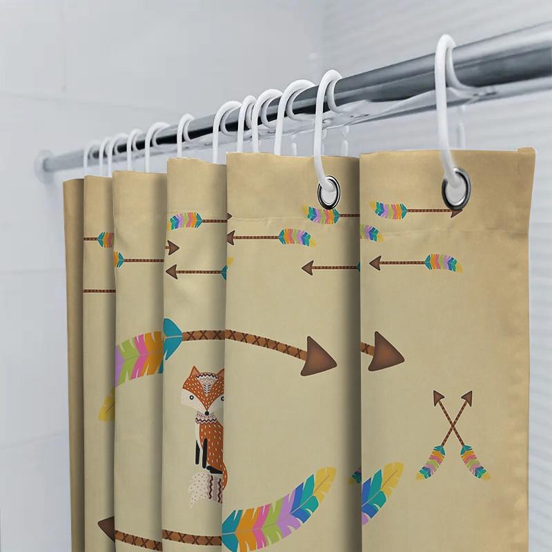 Fox Shower Curtain Woodland Animal Bathroom Decor Forest Theme Waterproof Fabric Shower Liner Vintage Nature Pattern Home Textil