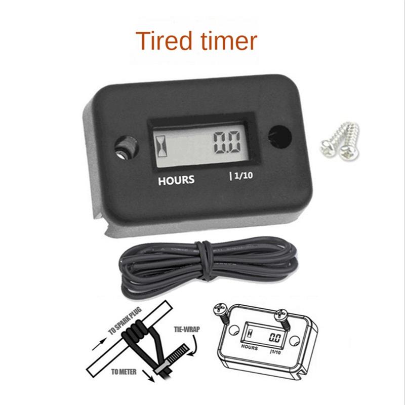 NEW-Waterproof LCD Display Digital Hour Meter Inductive Timer For Bike Motorcycle ATV Snowmobile Engine, Black