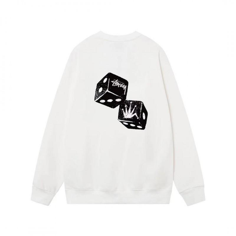 Unisex Oversized Cotton Crewneck Sweatshirt With Letter Dice Print Fall Youth Streetwear