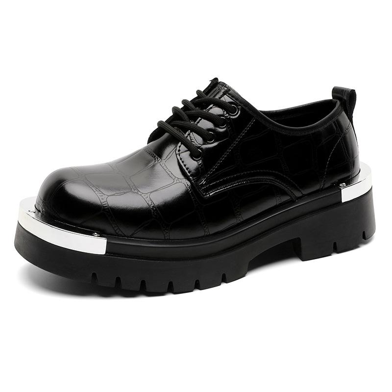 Scarpe Derby stile britannico giovanile testa larga scarpe in pelle motivo coccodrillo casual scarpe taglia grande