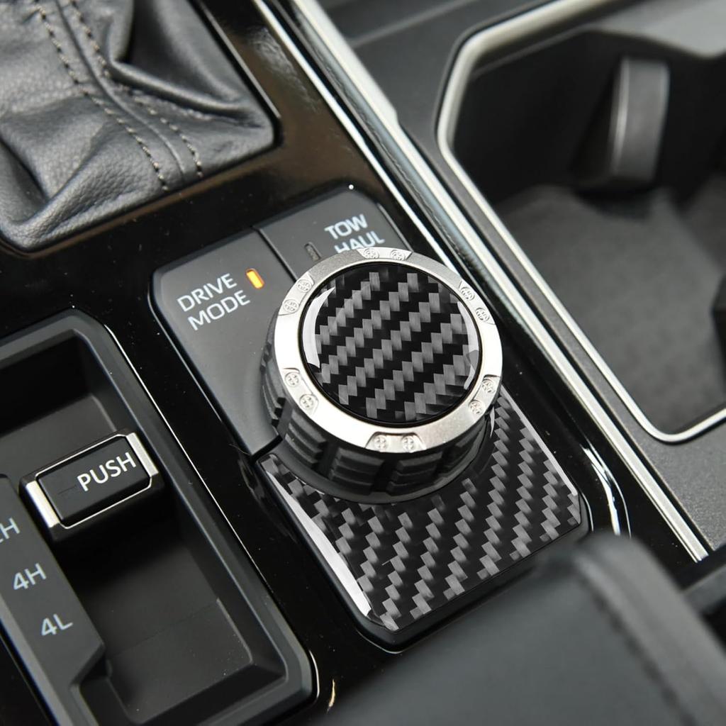 NVCNX Real Premium Carbon Fiber for Toyota Tundra -2026 / Sequoia -2026 2024 2025 Car Center Console Drive Mode Knob Cover Interior Trim Accessories