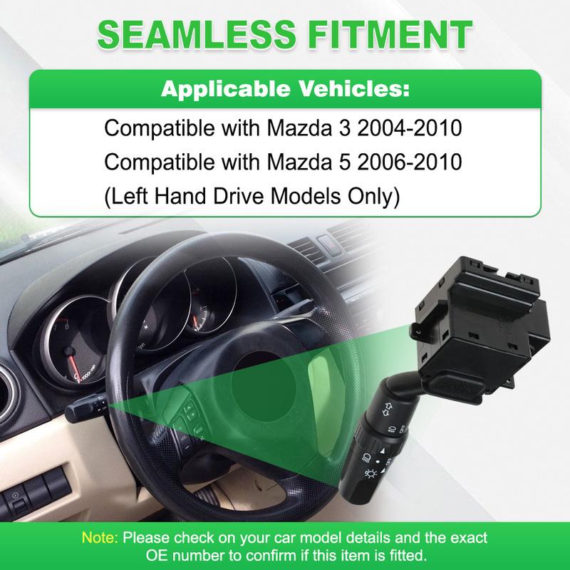 Turn Signal Switch Fog Lamp Headlamp Dimmer Control Switch for Mazda 3 2004-2010 for Mazda 5 2006-2010 Left Hand Drive