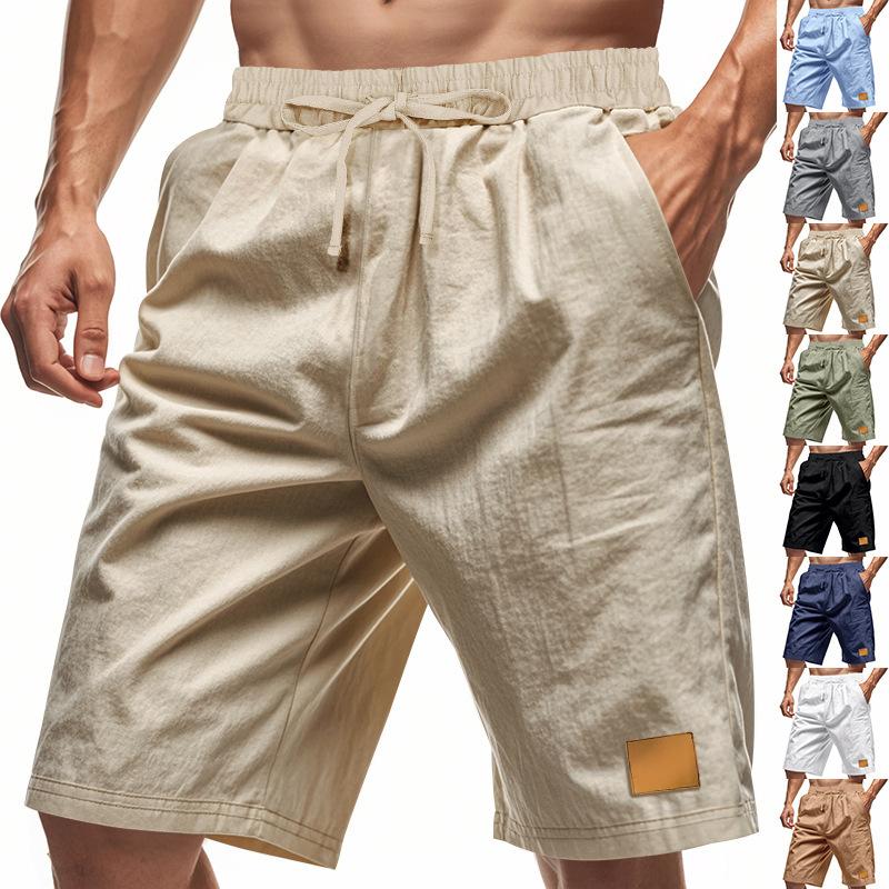 Men's Lightweight Linen Breathable Solid-Color Beach Sports Casual Loose-Fit Shorts