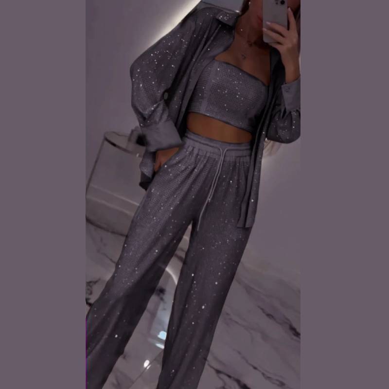 Spring Polyester Casual Suit Set With Pockets For Womens Office Wear