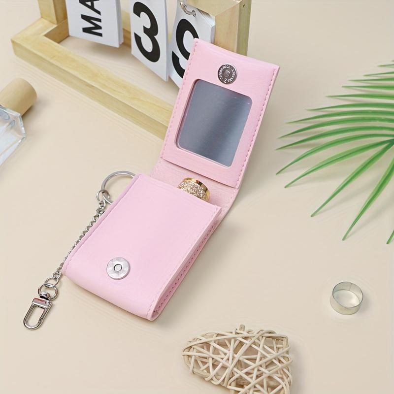 

Women Lipstick Bag Fashion Makeup Mirror Bag Lightweight Solid Color Mini Pendant Storage PU Leather Organize Gift Accessories
