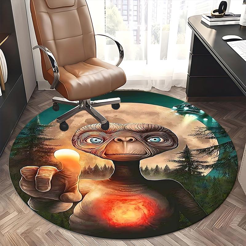 E T Alien,Moonlit Forest Chair Mat Round Rug Office Carpet, Non Slip, Suitable for Living Rooms, Bedrooms,Decor1205718a