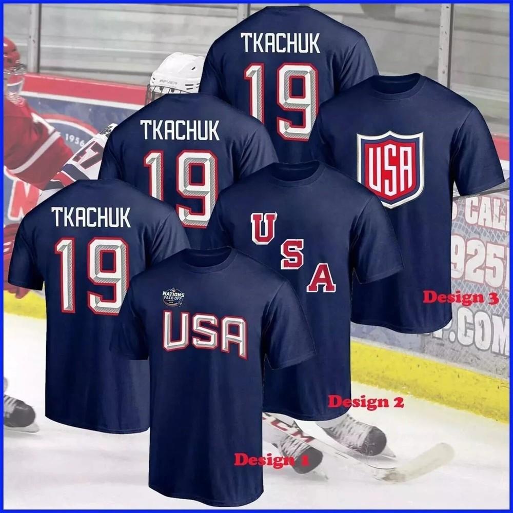 Matthew Tkachuk #19 USA 2025 4 Nations FaceOff Player Name amp; Number TShirt Unisex T-Shirt XXL