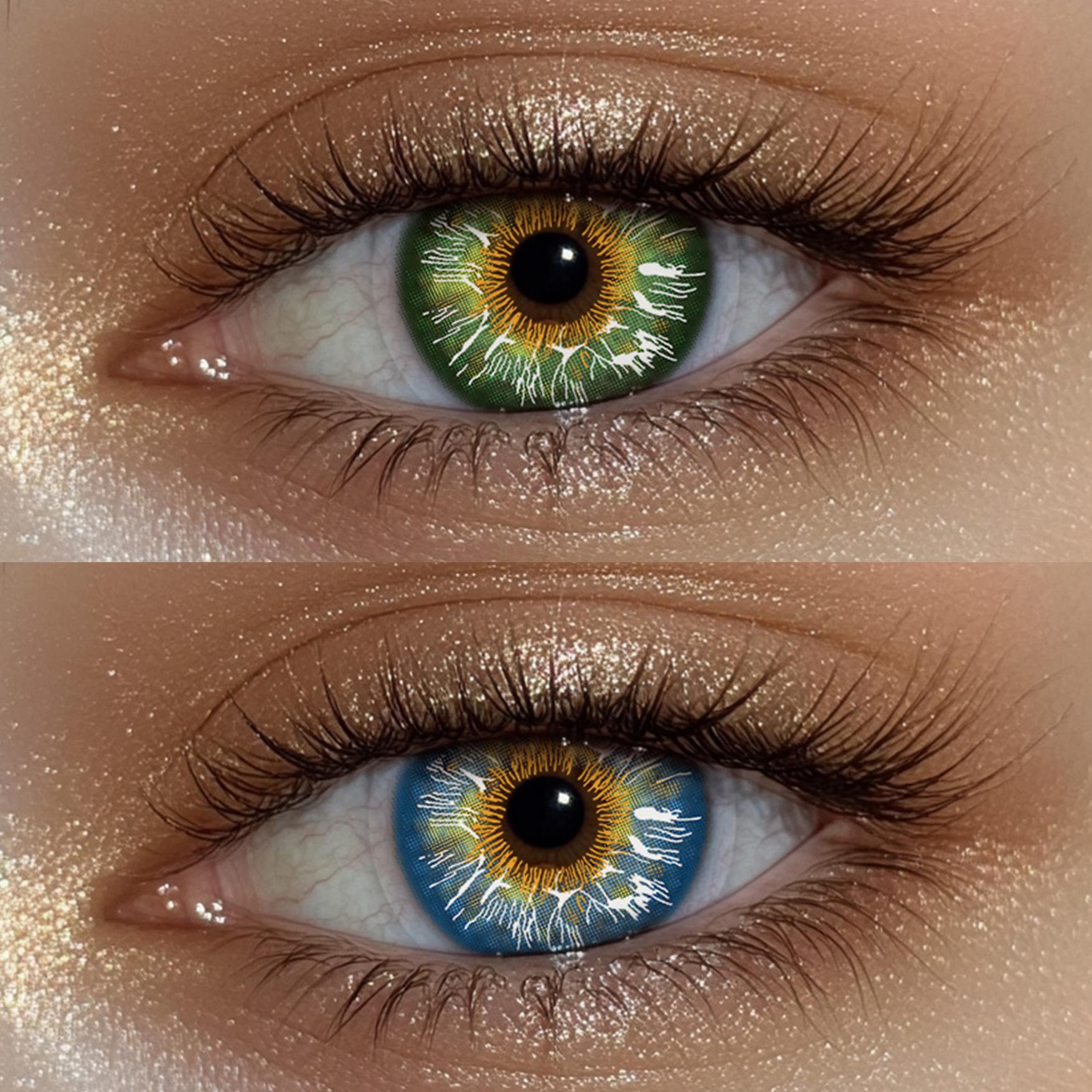 

Цветные линзы 2 пары 14,2 мм Линзы натурального цвета для зрения Глазные линзы, Голубые глаза, Зеленые глаза синий/зелёный