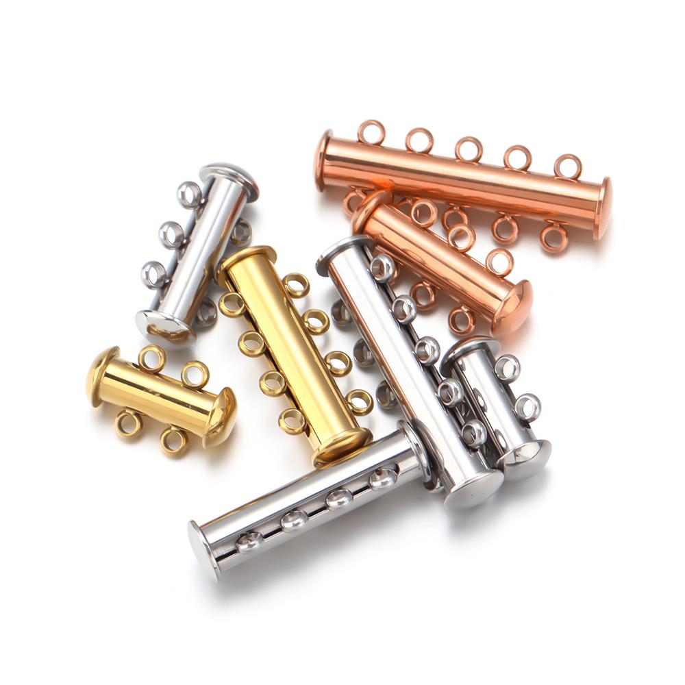 2/3/4/5 Reihen Edelstahl Magnetverschluss Schieberöhren Schloss Für Mehrschichtige Armbänder Halsketten Verschluss Haken Schmuckherstellung Zubehör