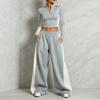 Women's Color Block Half and Wide Leg Pants Set Casual Two Piece Outfit for Everyday Wear