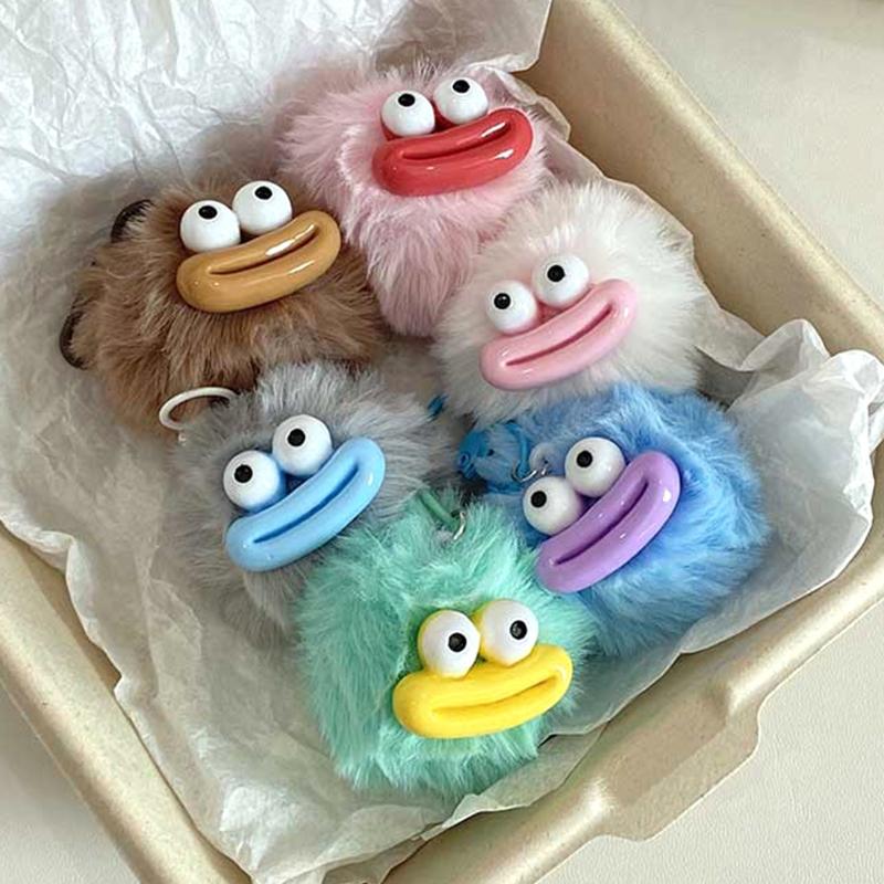 Funny Sausage Mouth Hair Ball Decoration Key Pendant