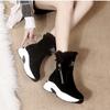 Women's Cotton Boots  Winter New Round Toe Plush Warm Side Zipper Low Tube Flat Bottom Casual Student Women's Snow Boots