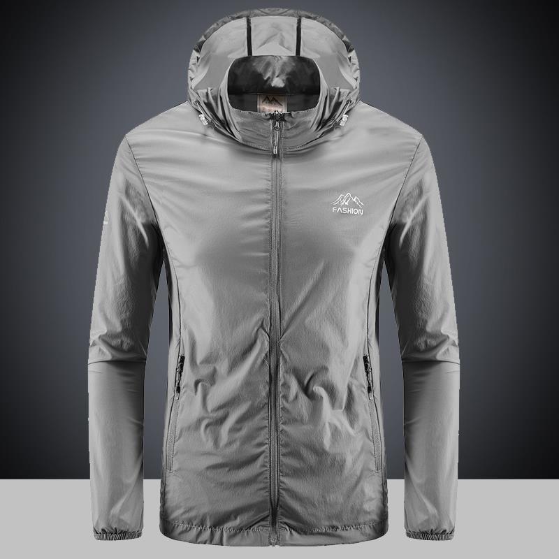 

Летняя одежда с защитой от солнца для активного отдыха, легкая, водонепроницаемая и дышащая одежда с защитой от солнца для рыбалки, мужской спортивный плащ, мужская одежда для пар 5XL серый