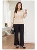 Plus Size Winter Fleece-Lined Silk Flare Pants for Middle-Aged and Elderly Women