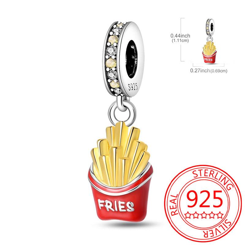 Delicious Food Copper Doughnut Cake Dessert Fruit Fine Wine Bead Pendant Fit Bracelet Necklac Boutique Jewelry Gift