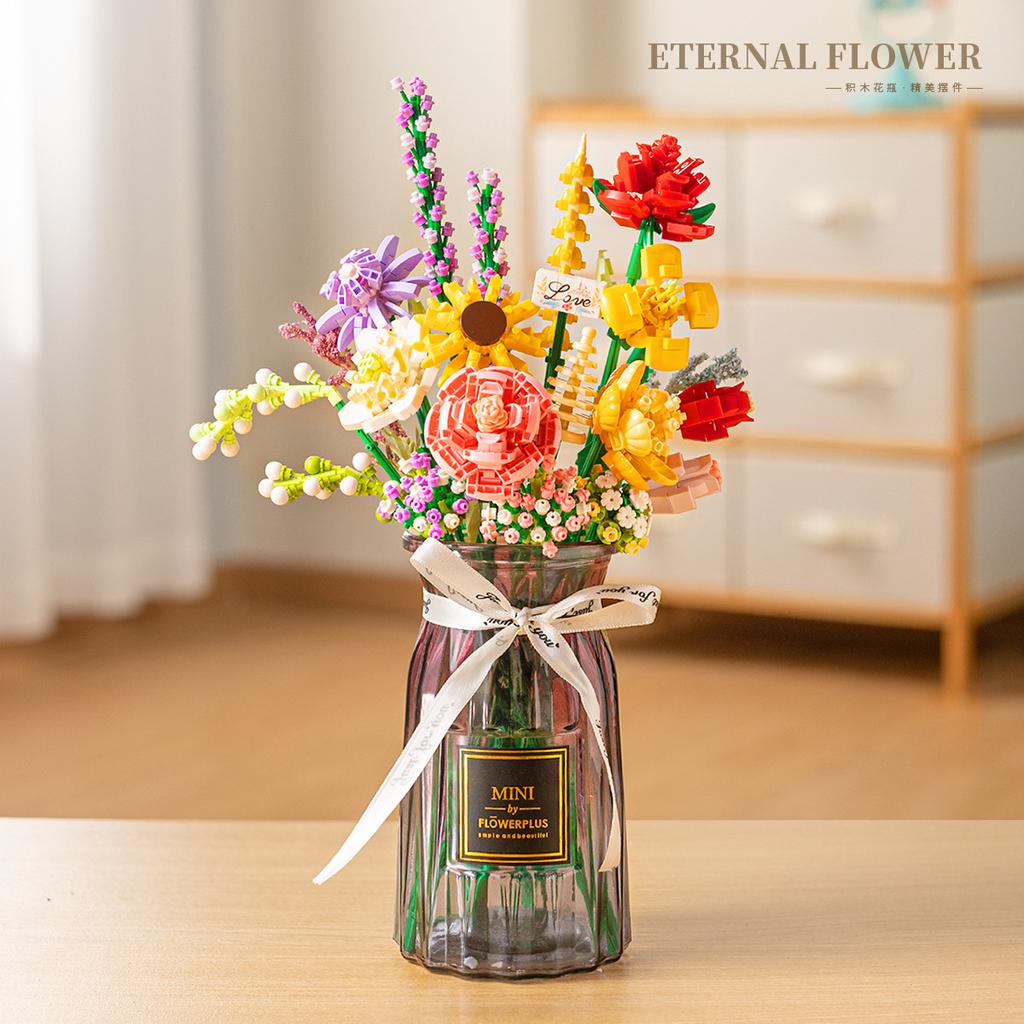 Building Blocks Set Adults Flower Bouquet 3d Designer Mini Blocks Toy Constructor Micro Bricks Construction Set For Children Gi
