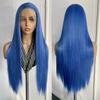 Blue Lace Front Wig Long Silky Straight Synthetic Lace Hair Heat Resistant Natural Hairline Daily Use Cosplay Wigs for Women
