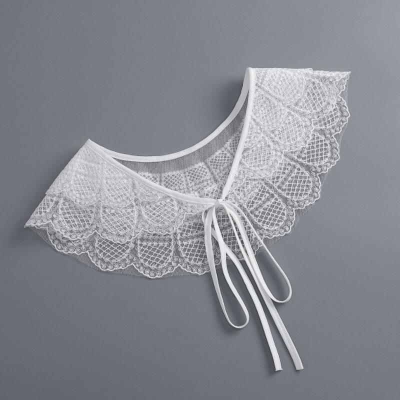 Removable Lace Doll Fake Collar Women Tie Ladies White Shawl Wrap Detachable Embroidered Lapel False Collar Clothes Accessory