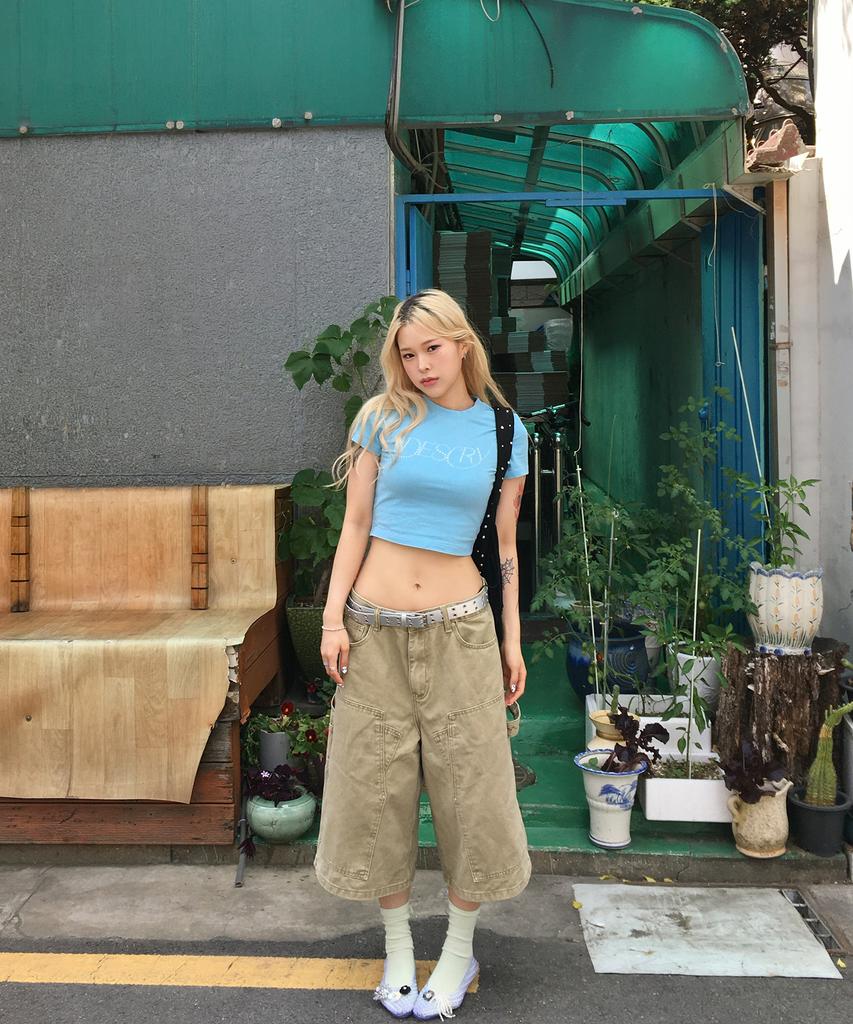 Mubeun Bermuda Workwear Carpenter Pants Shorts Sand Beige