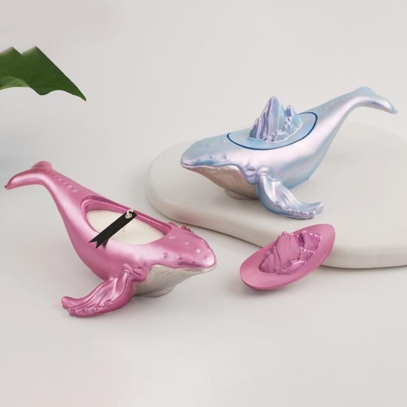 Silicone Whale Ocean Animal Storage Box Mold for Home Organization Heat Resistant Jewelry Container with Lid Mould