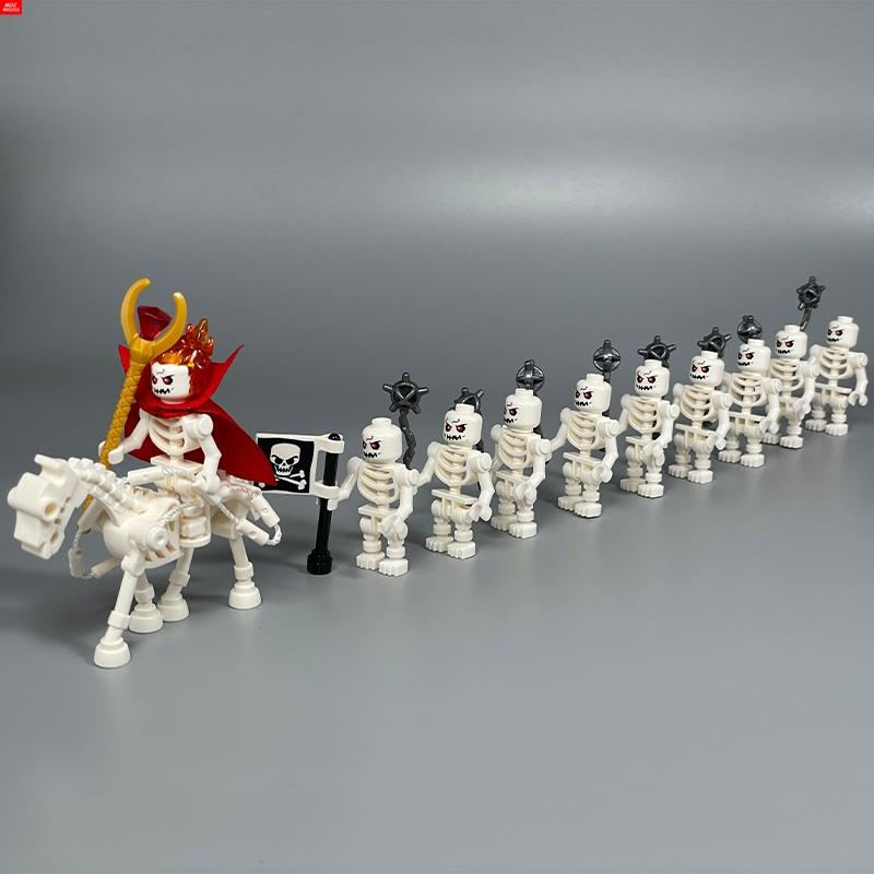MOC Bricks DIY Dark Messenger Magicians Group Skull Skeleton Horse Building Blocks Mini Dolls Toys For Kids Gifts