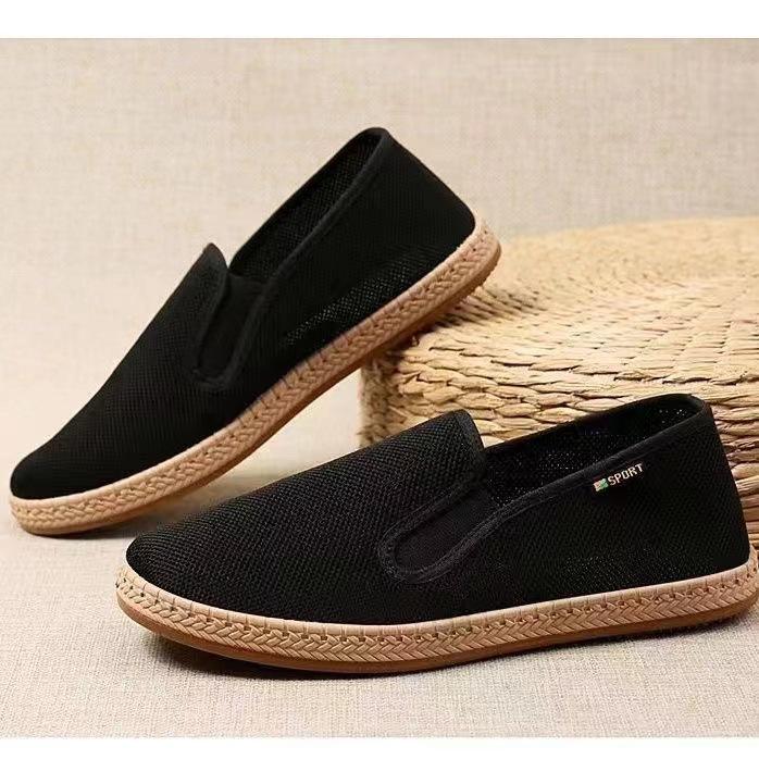 

Весенние и летние тканевые туфли мужские старые Пекинские тканевые туфли одинарные мужские рабочие туфли для вождения мужские черные тканевые туфли альпинистские туфли нескользящие labo 44